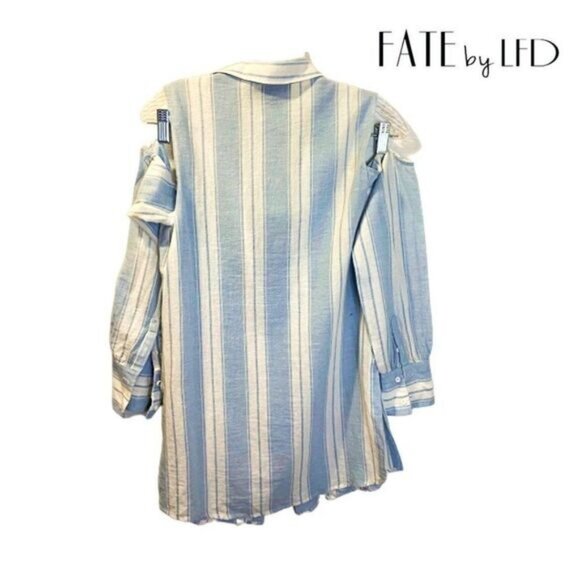 Fate by LFD Women's Cold Shoulder Button Down 3/4 Sleeves Top - Picture 4 of 6